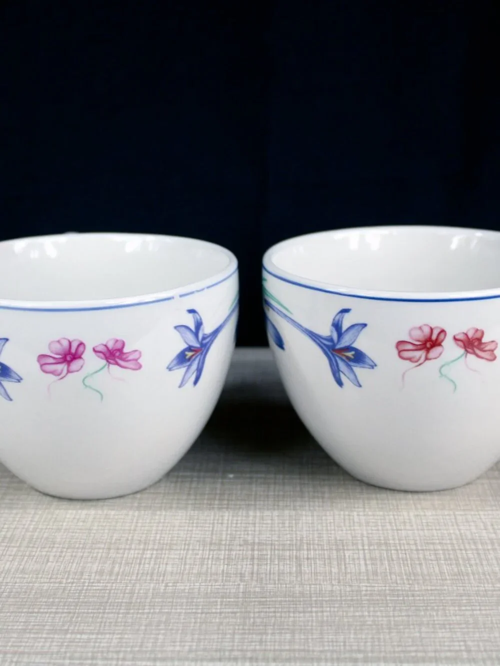 Vtg Forever Spring Stoneware 16 oz Jumbo Mug Coffee Tea Set of 2 Cottagecore 80s